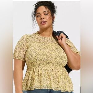 TORRID YELLOW CHIFFON TOP NWT